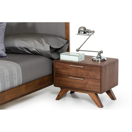 Gfancy Fixtures Modern Walnut Brown Nightstand with Two Drawers GF3097630